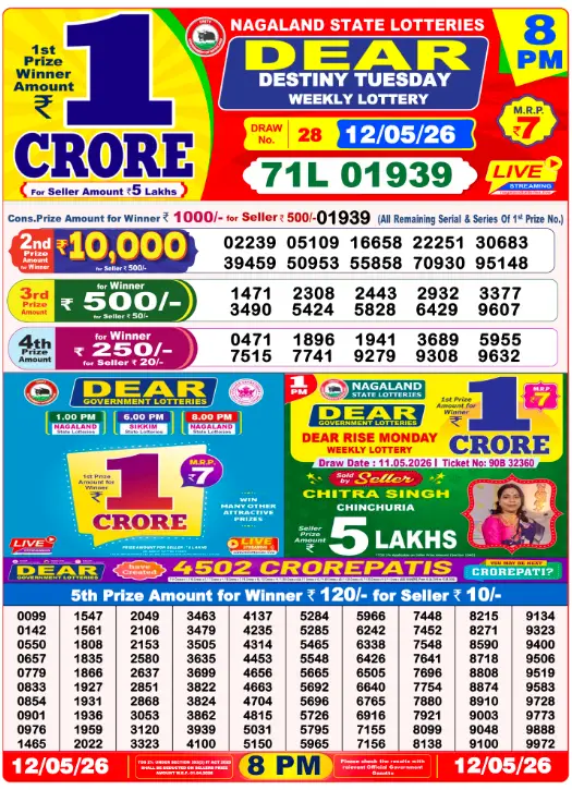 Nagaland Dear Lottery 8PM Result May 12 2026 – Dear Goose May 12, 2026